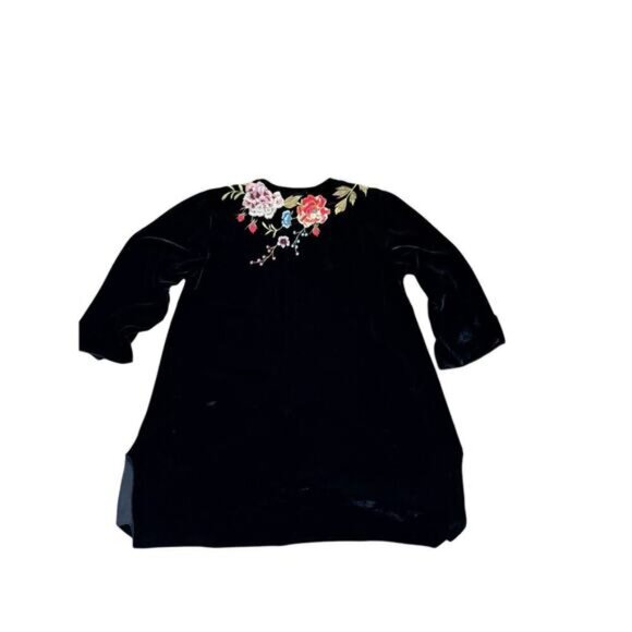 Johnny Was Women's Black Gold Velvet Embroidered Kimono Tunic Top Size large - Picture 4 of 7